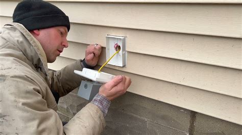 how to install electrical box in metal siding|recessed vinyl siding outlet box.